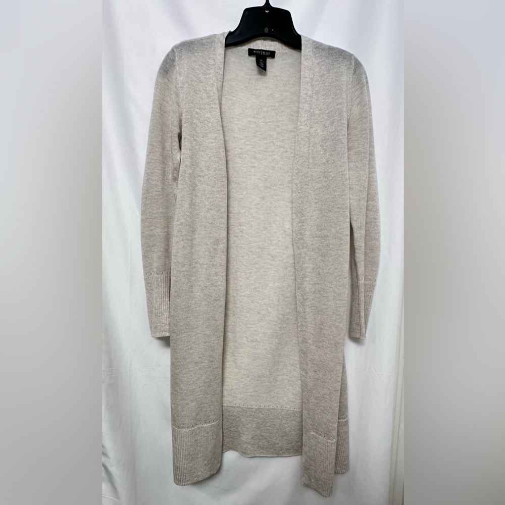 White House Black Market Longline Open Front Cardigan – XS – Light Oatmeal Beige